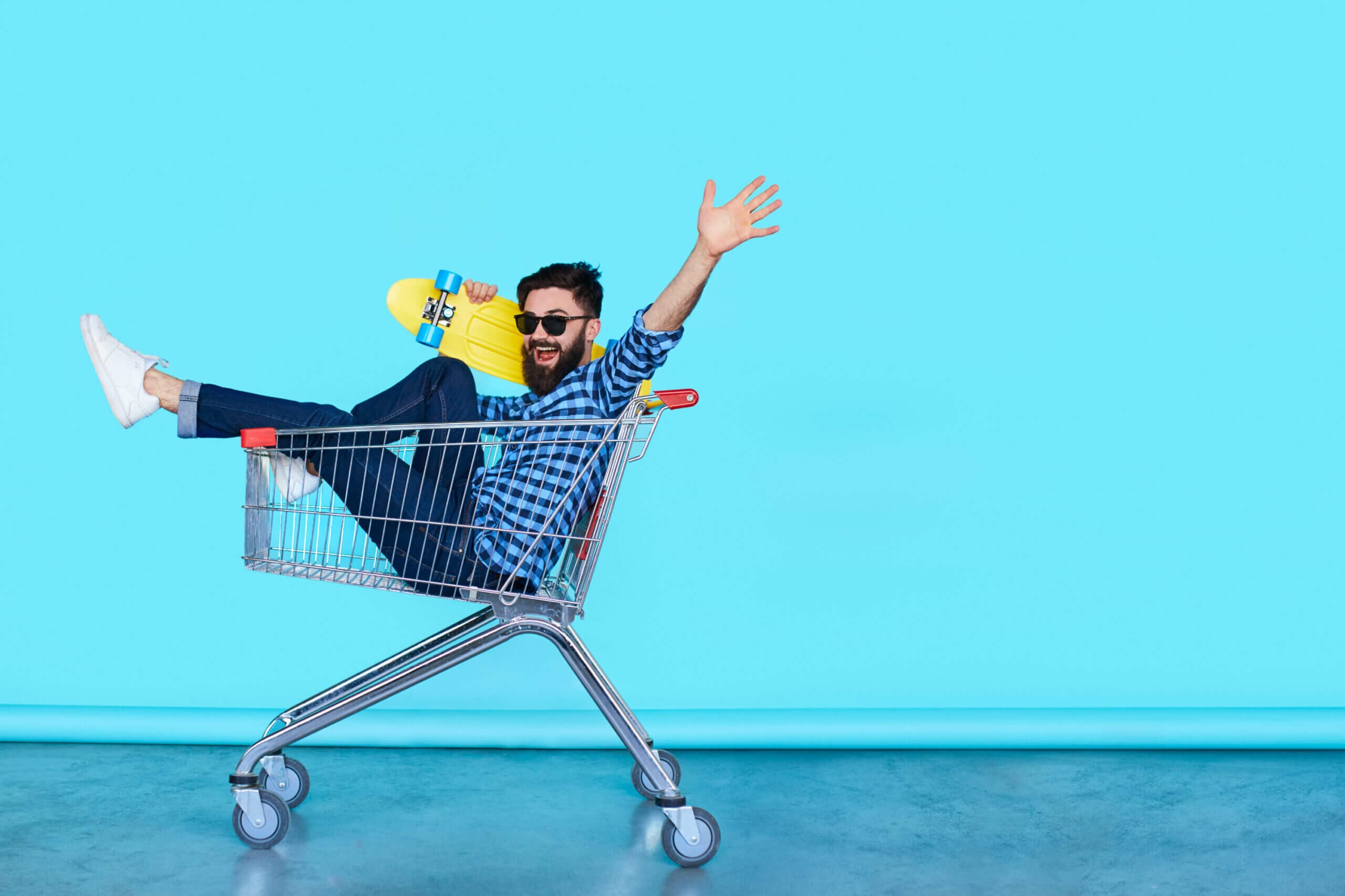 Customer with a shopping trolley