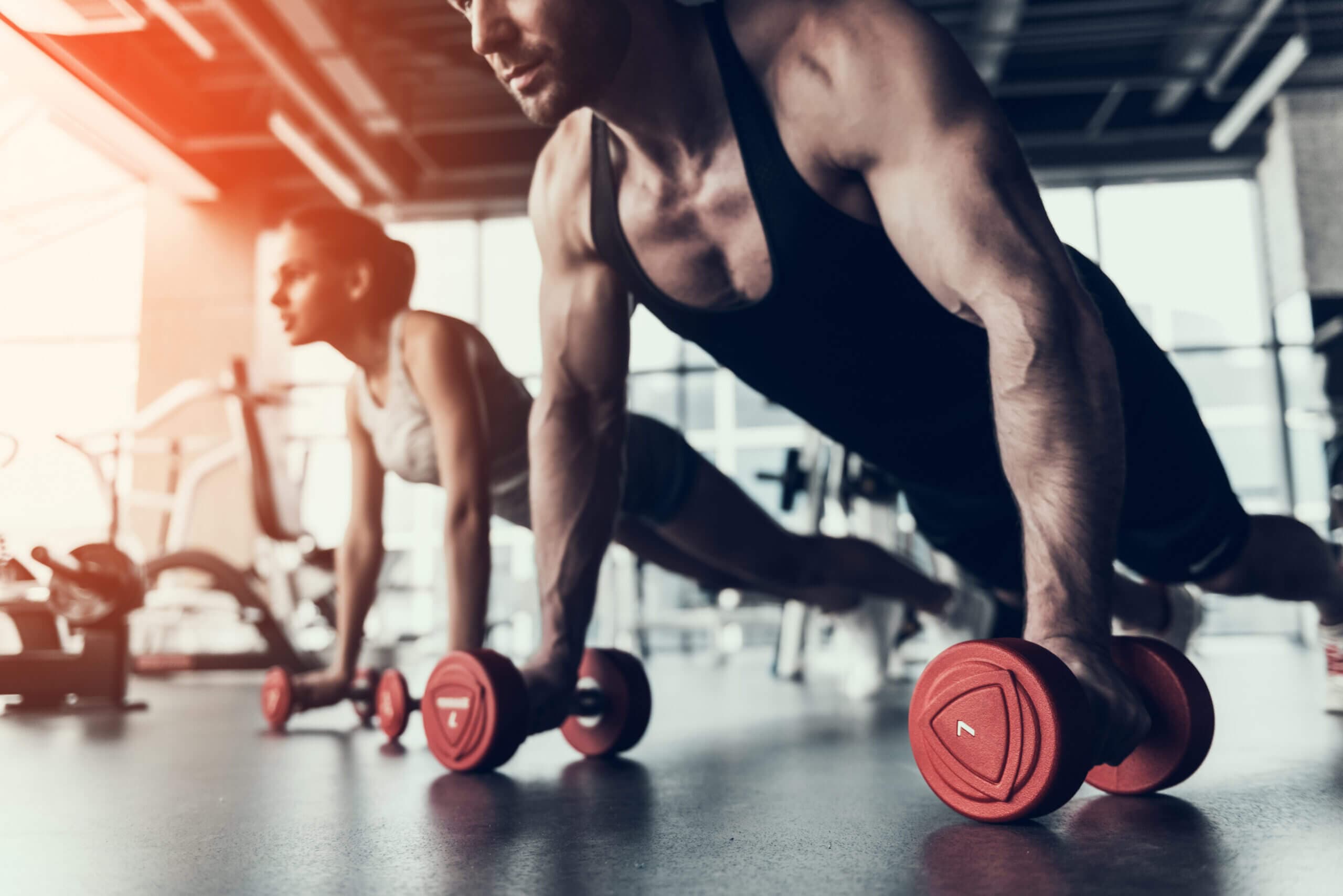 Fitness studio with motivating music