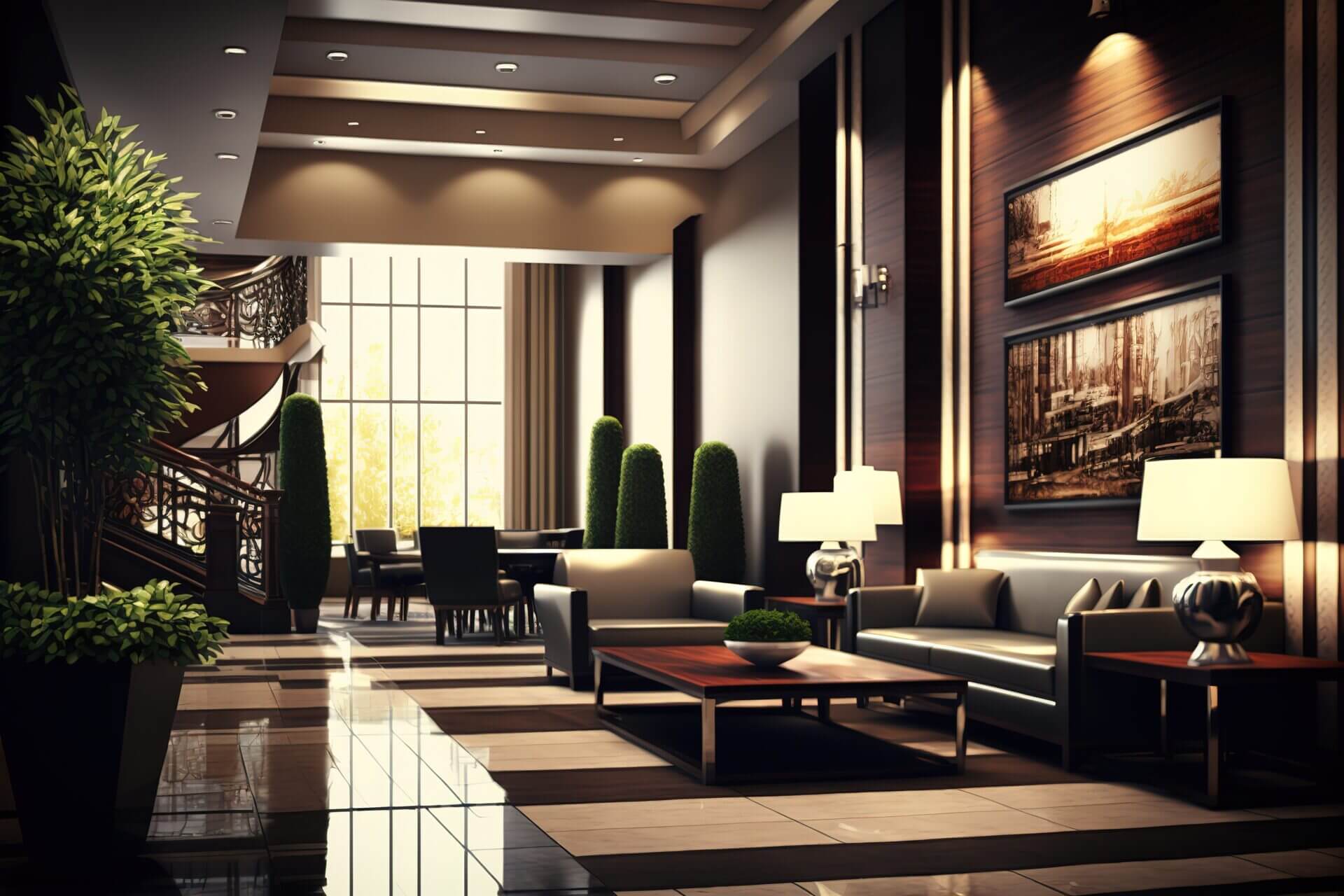 Elegant hotel lobby